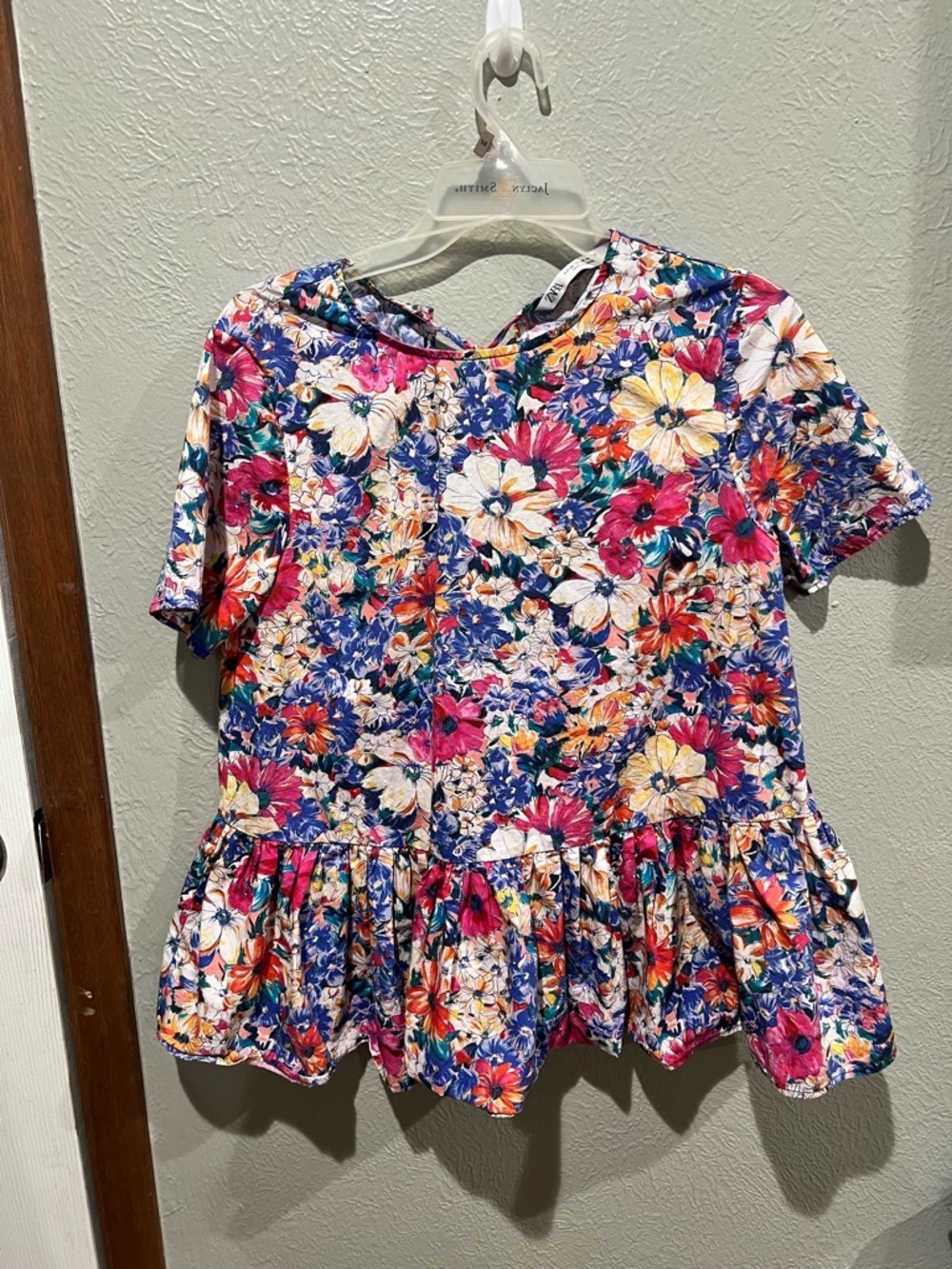 Zara Multicolor Floral Print Top Size XS Oversized EUC 100% Cotton